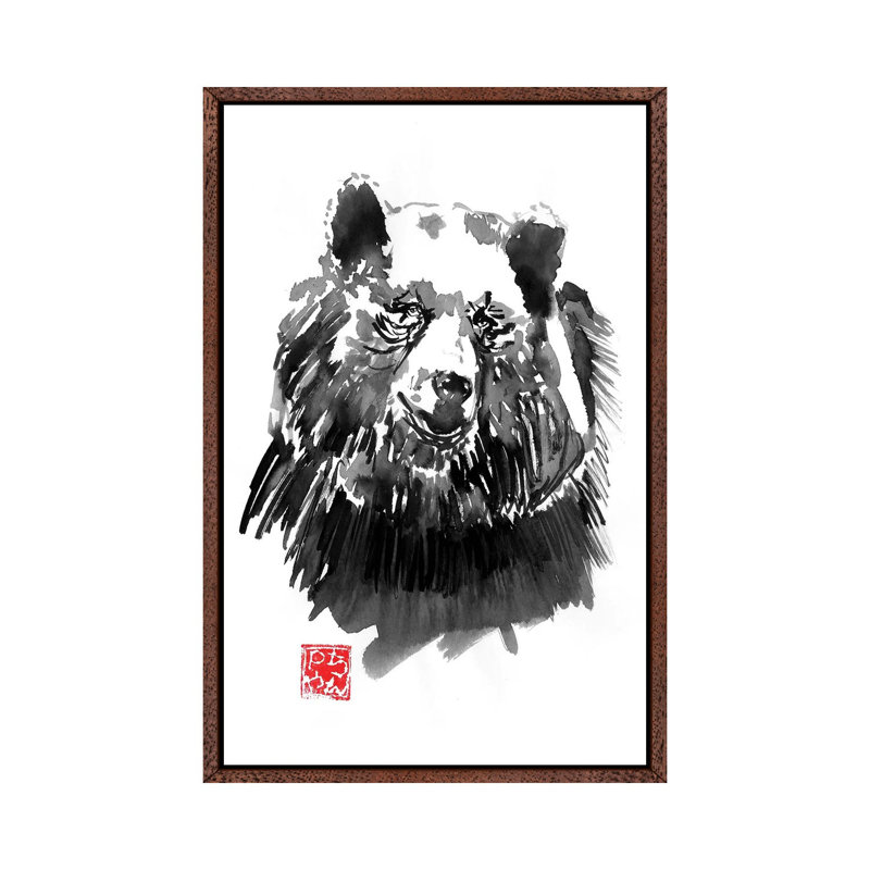 Bear by Péchane - Painting on Canvas, 152.5 cm H x 101.5 cm W, Classic Brown Wood Framed