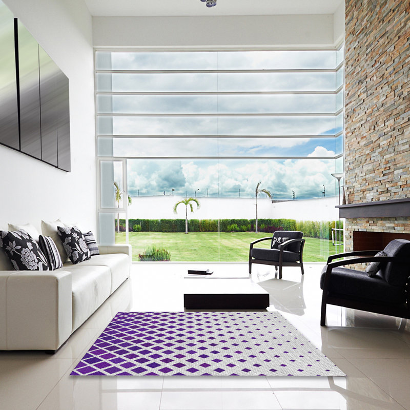 Tapis violet/blanc à motifs Holtzclaw, Carré 6 pi