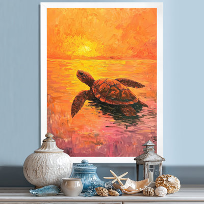 Turtle At Sunset - Turtle Canvas Print
