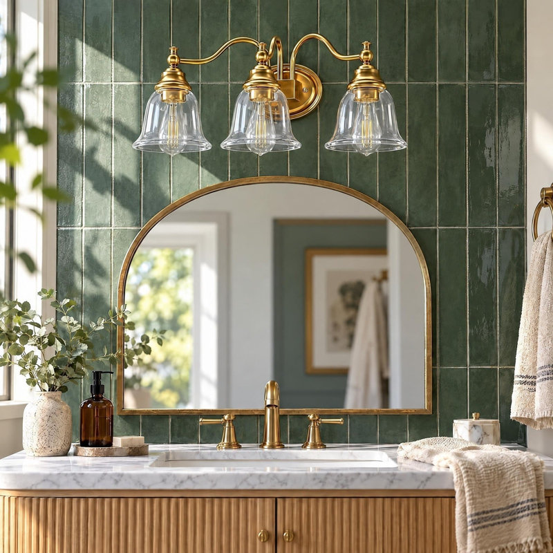 Three-Light Clear Glass Shade Modern Vanity Lights for Bathroom