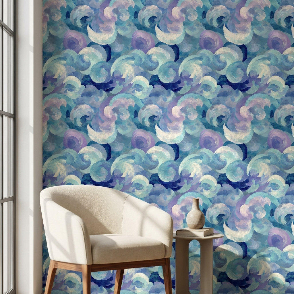 Red Barrel Studio® Abstract Wallpaper Blue Peel And Stick Modern Wall ...