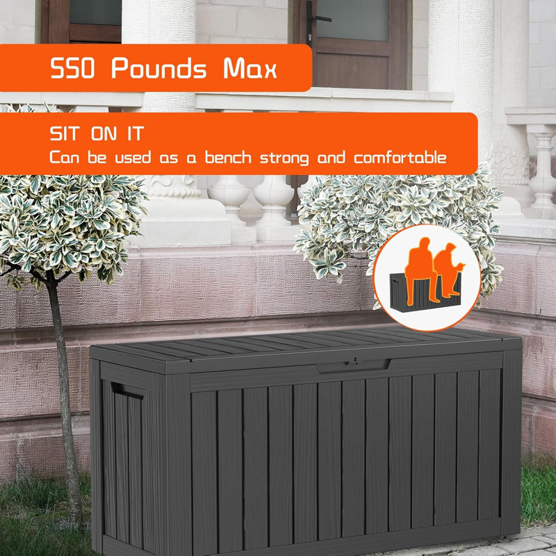 80 Gallon Deck Box, Outdoor Storage Box For Patio Furniture, Patio Cushions, Gardening Tools, Pool Supplies 480Lbs Weight Capacity,Waterproof Resin Storage Boxes