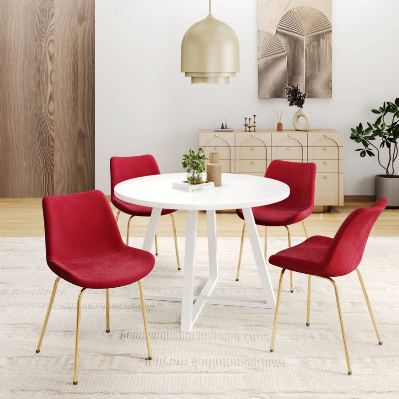 Ensemble de salle à manger 5 pièces avec table à tréteaux et 4 chaises d'appoint, Rouge, 5 pièces: table, 4 chaises