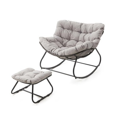 Chaise berçante en rotin avec repose-pieds PE