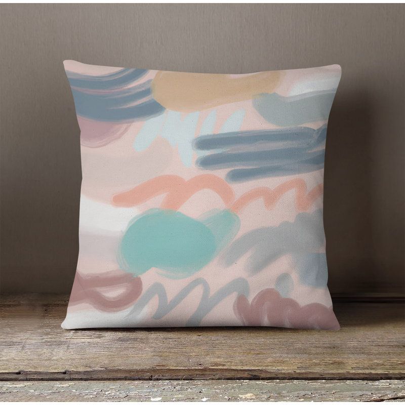 Throw Pillow With Insert, Pink Abstract 2, 18"H x 18"W