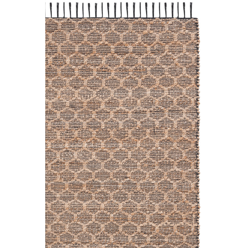 Glenville Hand Woven Jute/Cotton Geometric Rug in Tan, Runner 2'3" x 8'