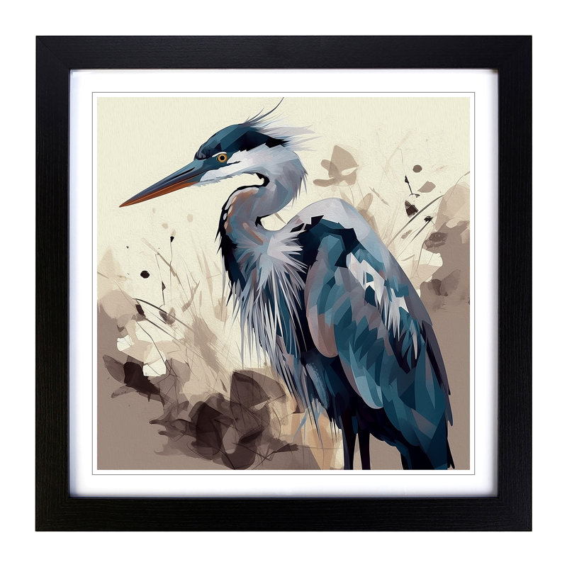 Heron - Framed Print, Black