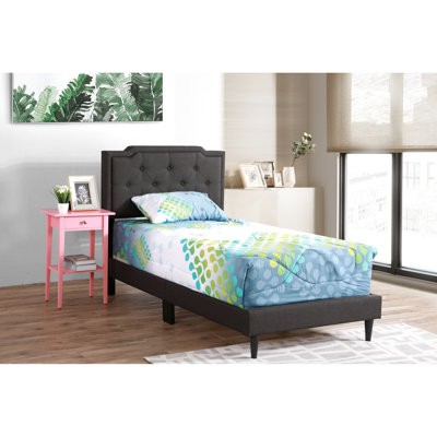 Élégant lit simple noir pour les résidences modernes - Tissu et mousse, H 47 po x l 42 po x P 81 po, assemblage requis, convient à toute pièce, idéal pour les espaces invités Espaces de vie compacts