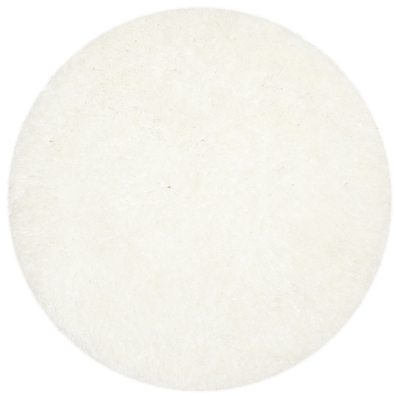 Tapis ivoire bouclé / crocheté à la main Orlinda, Rond 8 pi