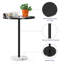 Table de bout ronde avec base en marbre, petite table d'appoint pour le salon, chambre à coucher, plateau en bois noir et base en marbre blanc