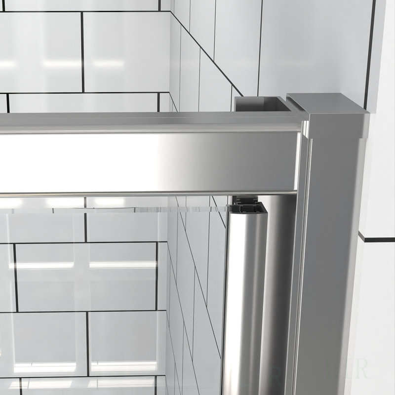 Porte de douche en verre pivotant durable avec verre trempé transparent de la STCC et finition chromée, installation réversible pour une utilisation polyvalente, porte de douche