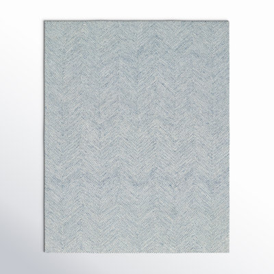 Wheaton Blue Beige Hand-Tufted Wool Chevron Rug