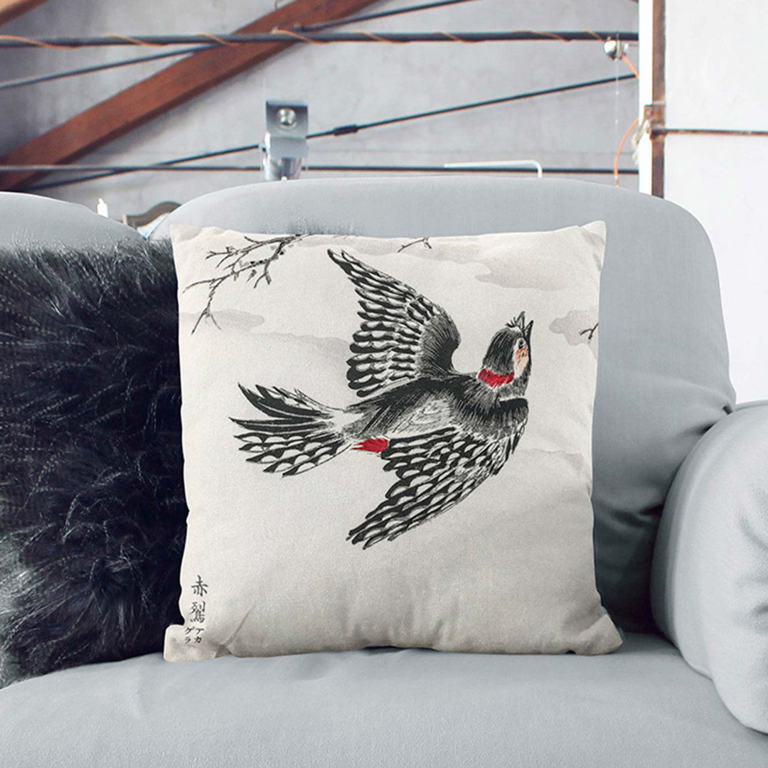 Great Spotted Woodpecker by Numata Kashu Cushion with Filling