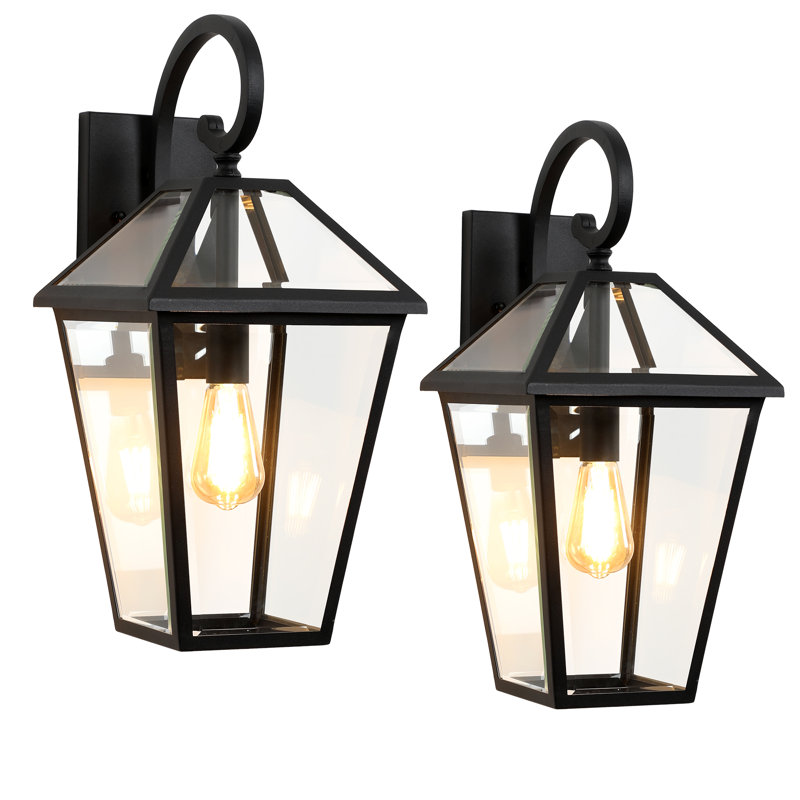  21'' Outdoor Wall Sconce With Clear Glass Shade For Porch, Patio, Garage, And Entryway (Set Of 2), 21” H x 10” W x 12” D