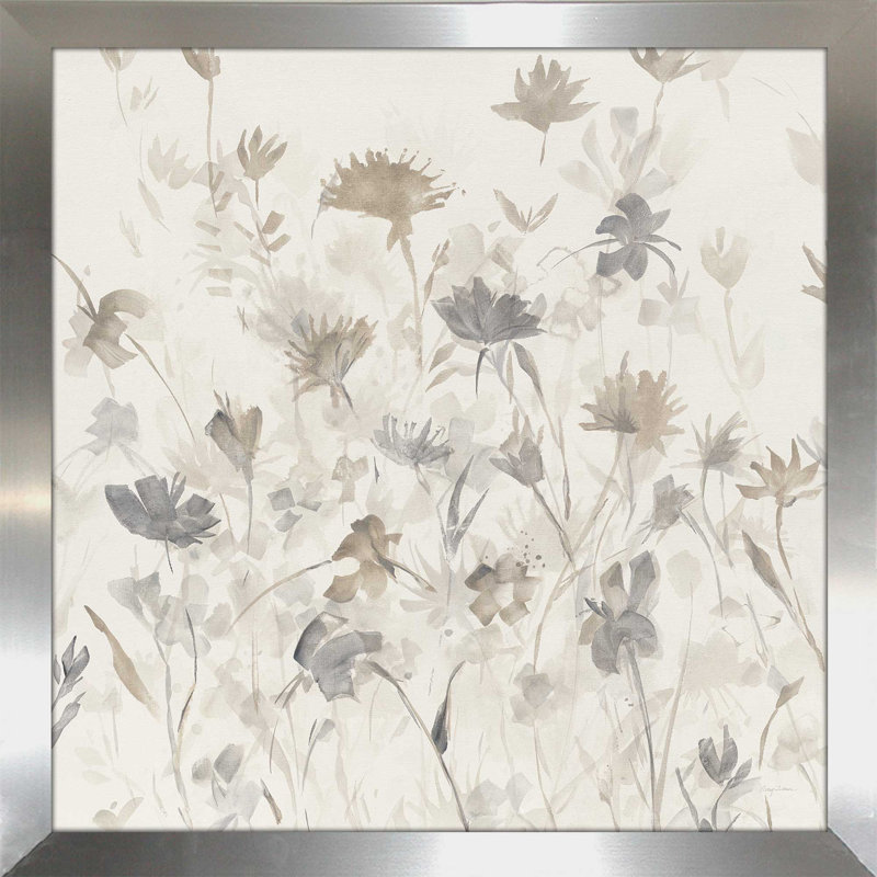 «Garden Shadows III», reproduction de peinture à l'aquarelle, H 31,5 po x l 31,5 po x P 1 po, Encadrement argenté