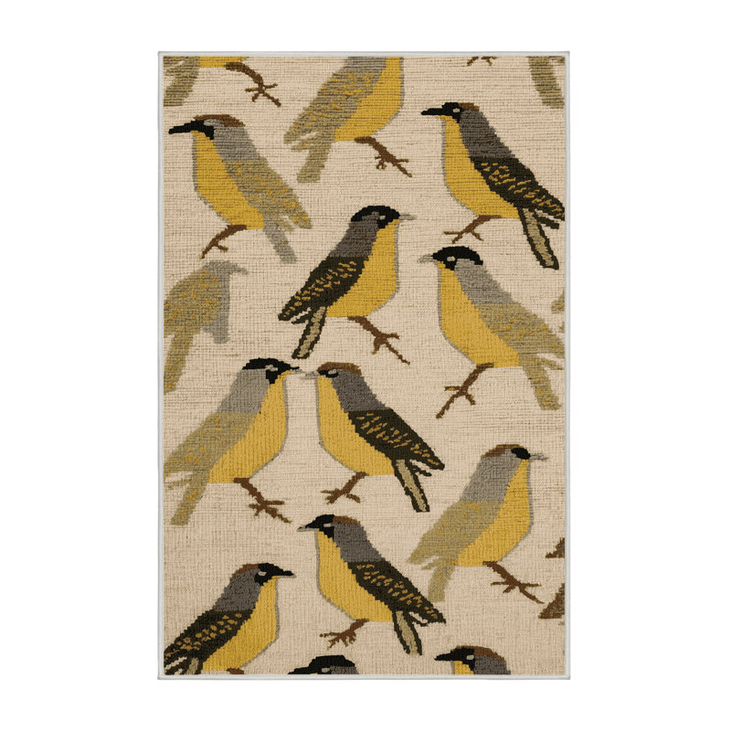  Tapis jaune lavable Bulbul, Rectangle de 5 pi x 8 pi