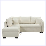 L-shaped Sectional Pull Out Sofa Bed Sleeper Sofa with Two USB Ports, Two Power Sockets and a Movable Storage Ottoman