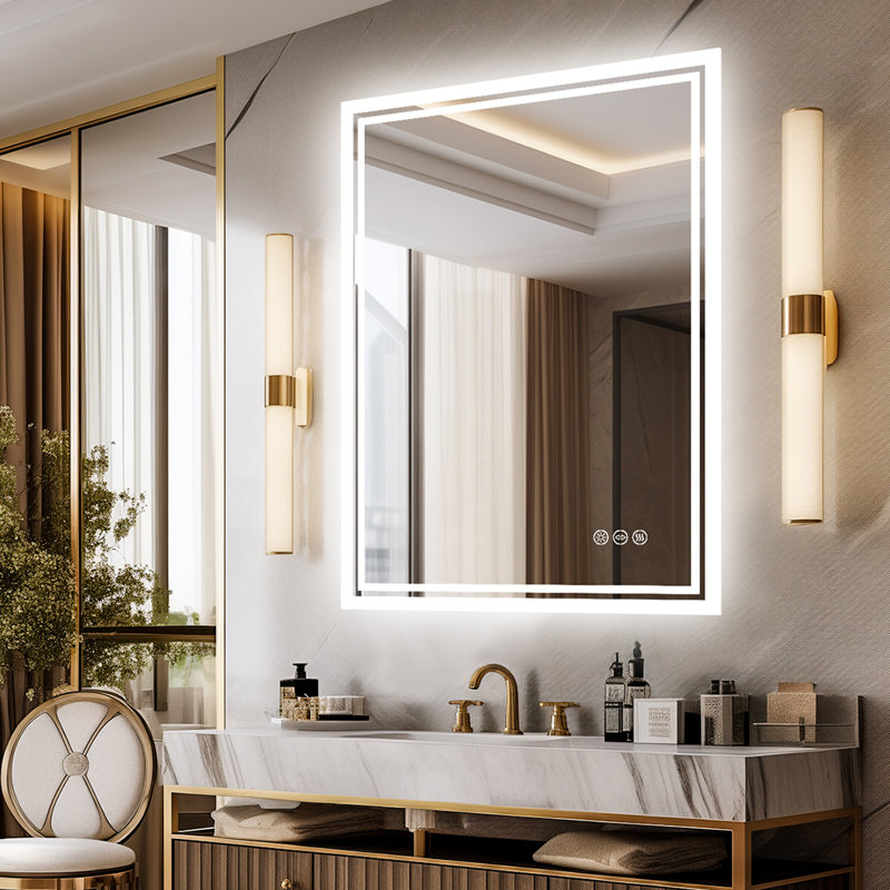 Miroir mural lumineux sans cadre Cevat, 35,5 po x 27,5 po