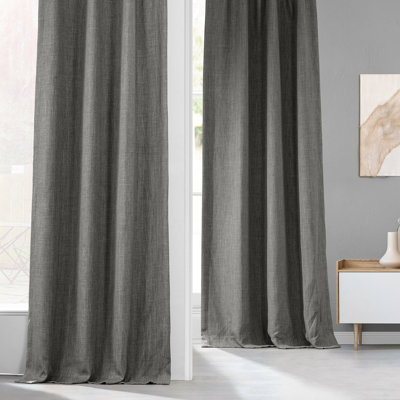 Ottis Faux Linen Room Darkening Curtain Panel 