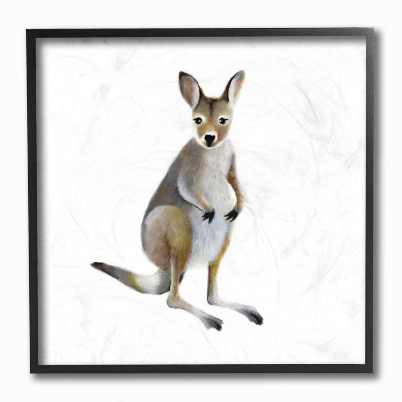 Décoration murale kangaroo pour enfant jolie fun Tashia, Giclée encadrée noir minuit, H 12 po x l 12 po x P 1,5 po