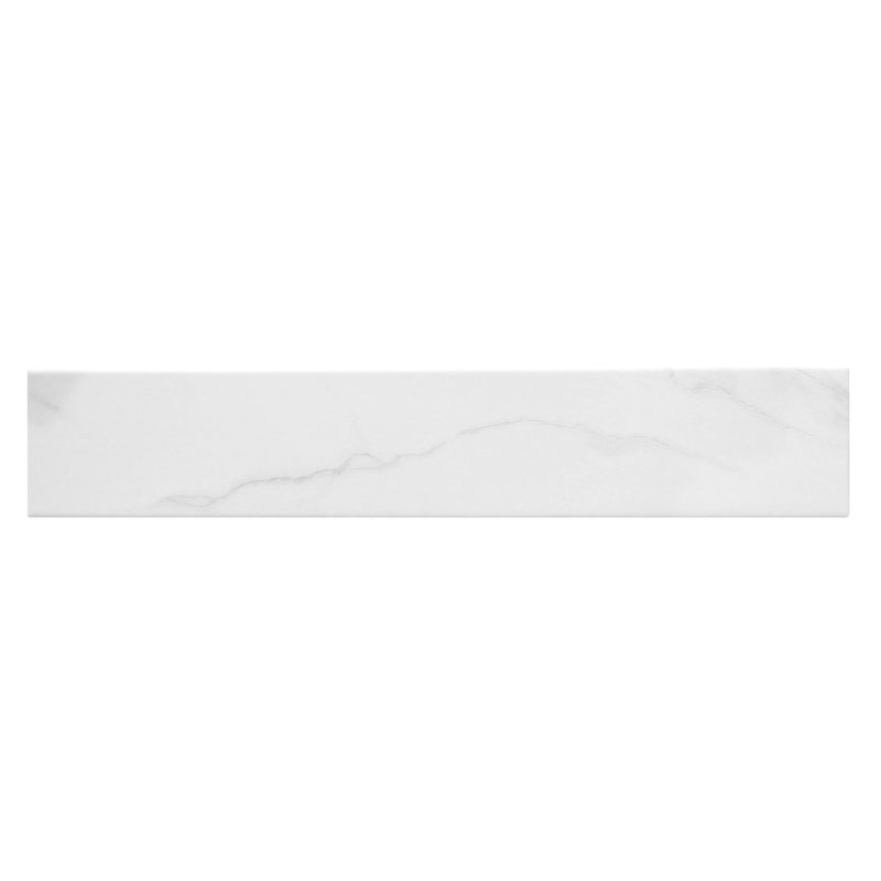 Porlan Tulane White 3-in. x 17-in. Subway Marble Look Matte Porcelain Wall & Floor Tile, White