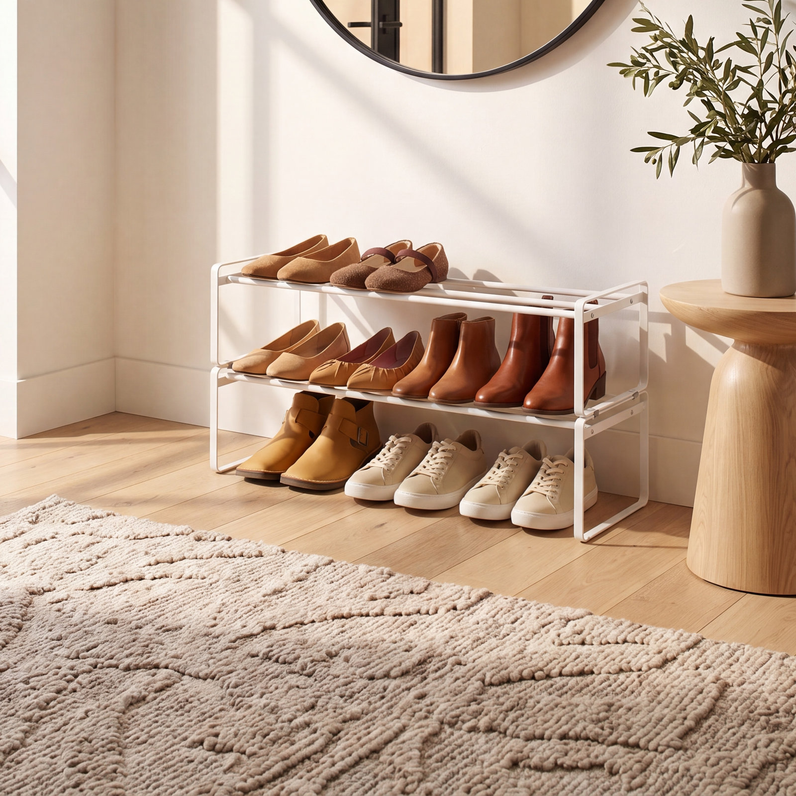 Yamazaki Home Adjustable Shoe Rack, White
