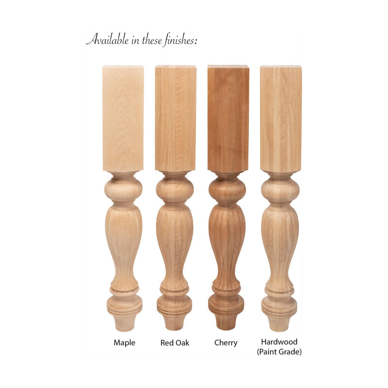 Unfinished Hard Maple French Kitchen Island Leg 35.25" High