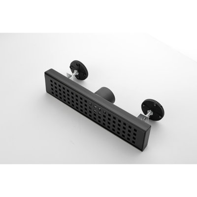 12 Inch Linear Shower Drain, Stainless Steel, Includes Hair Strainer and Leveling Feet, Matt Black