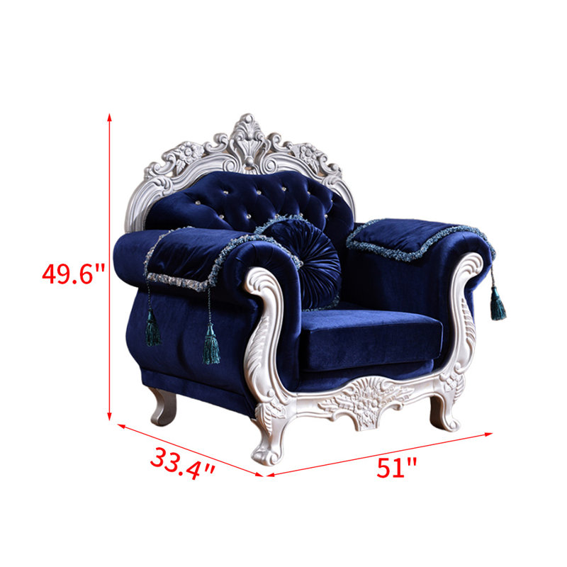 Fauteuil capitonné de 51 po de largeur European
