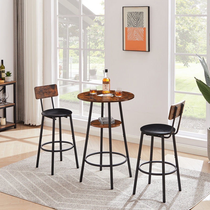 Ensemble de tabourets de bar ronds avec tablette, tabouret rembourré avec dossier, l 23,62 po x P 23,62 po x H 35,43 po