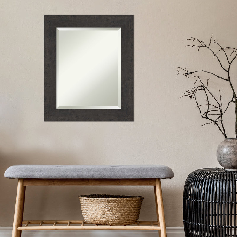 Miroir mural Akhia, 25 po x 21 po, Espresso planche rustique