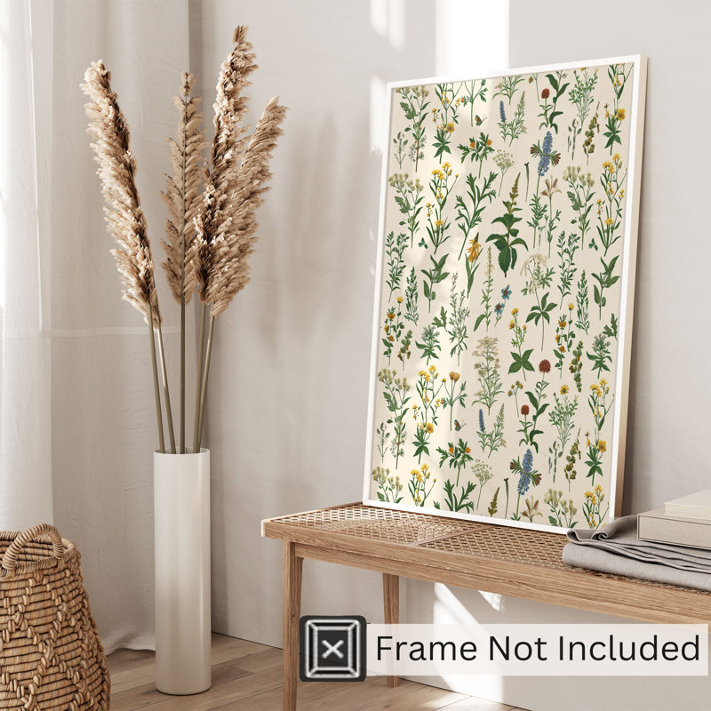 «Botanical Plants & Wildflowers Garden», reproduction d'art sans cadre, H 36 po x l 24 po