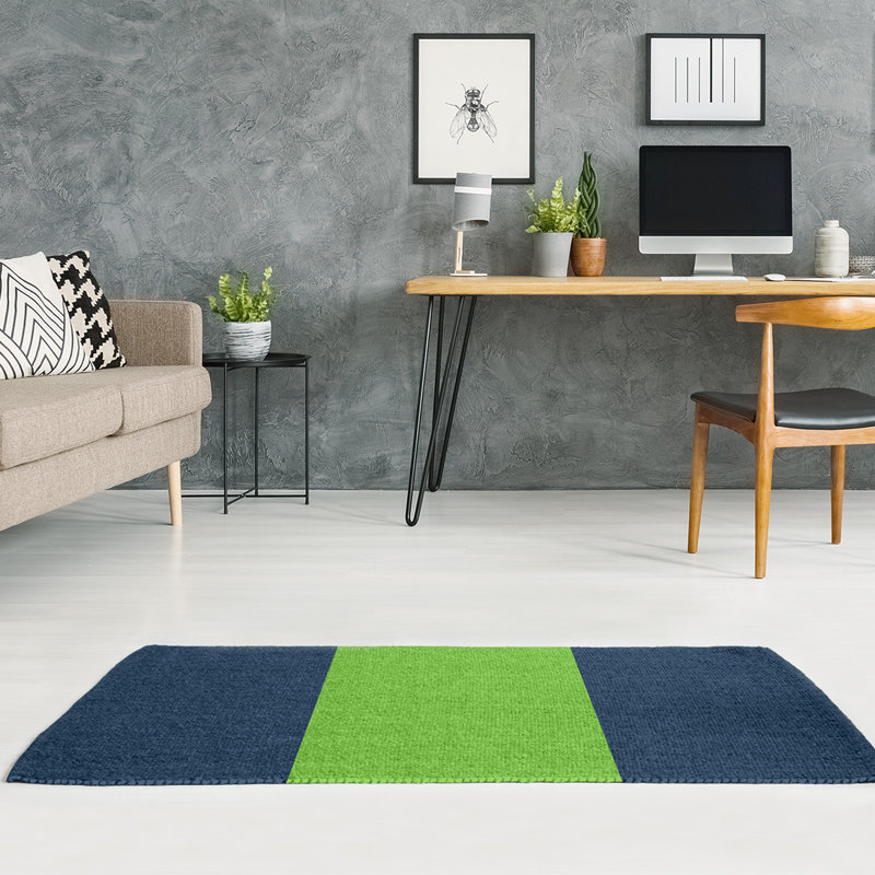 Tapis en polyester à rayures de football seattle, Rectangle 4 pi x 6 pi