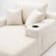 Chaise longue surdimensionnée en velours côtelé sans dossier, 170 cm de profondeur, avec 3 coussins, 2 porte-gobelets et une poche latérale, aucun assemblage requis, blanche
