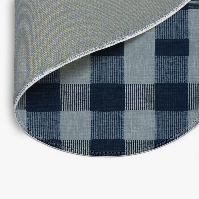 Tapis d'intérieur et d'extérieur à carreaux gris, Rond 5 pi