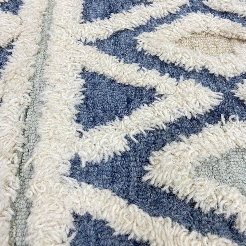 Tapis crème / gris en laine touffeté à la main Guthridge, Rond 6 pi