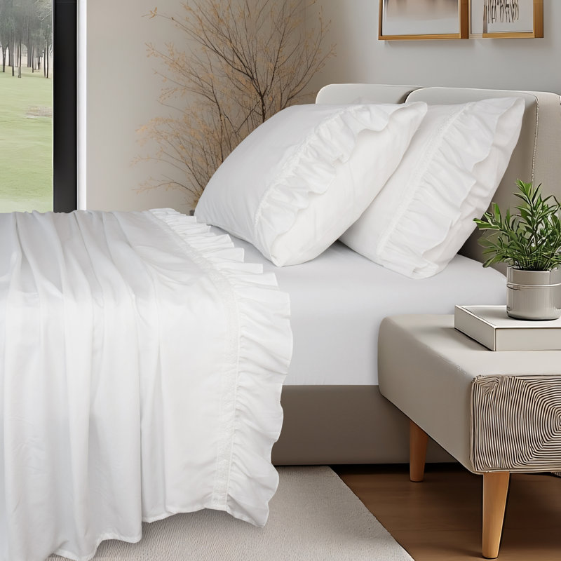 Romantic Lace Ruffle King Sheet Set, King