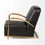  Chaise longue en cuir noir avec structure en métal doré