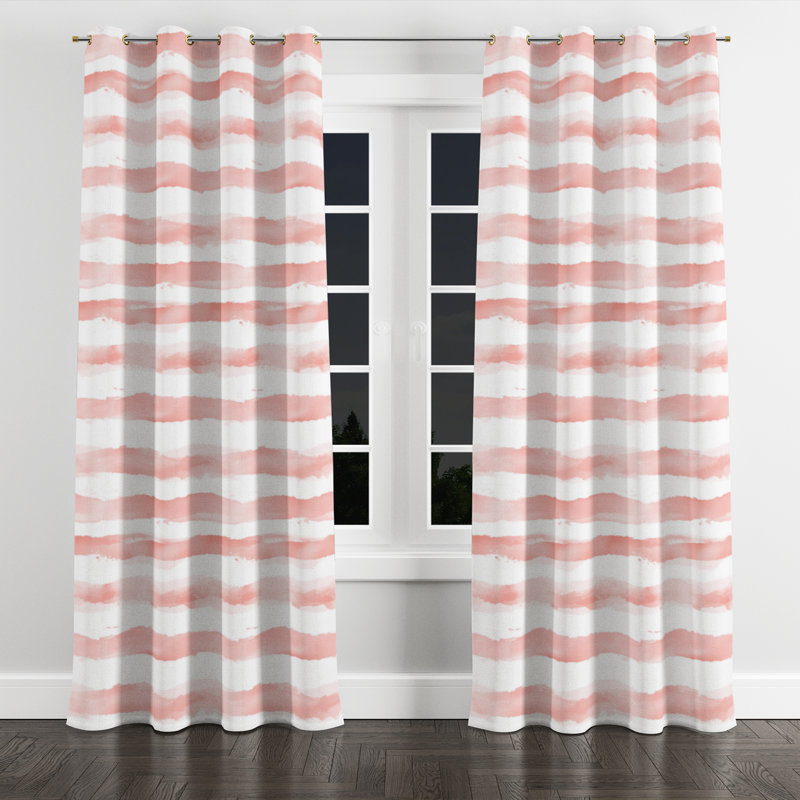 French Country Curtains for bedroom - Striped Azeriah Grommet Curtain - 1 Panel, Gold Grommets, 52" W x 90" L