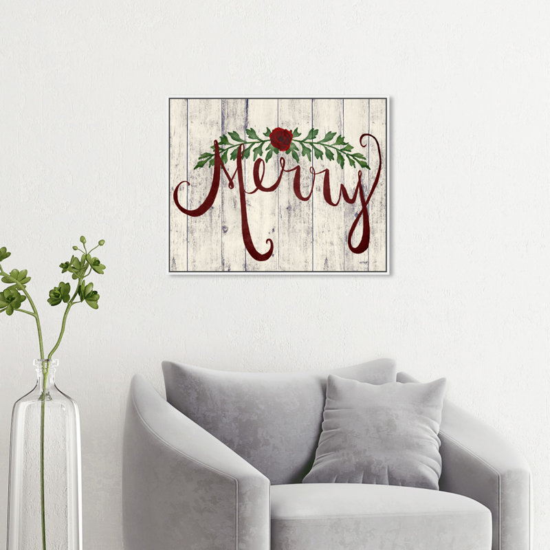 « merry », art textuel sur toile, Cadre flottant, H 20 po x l 24 po x P 1,5 po