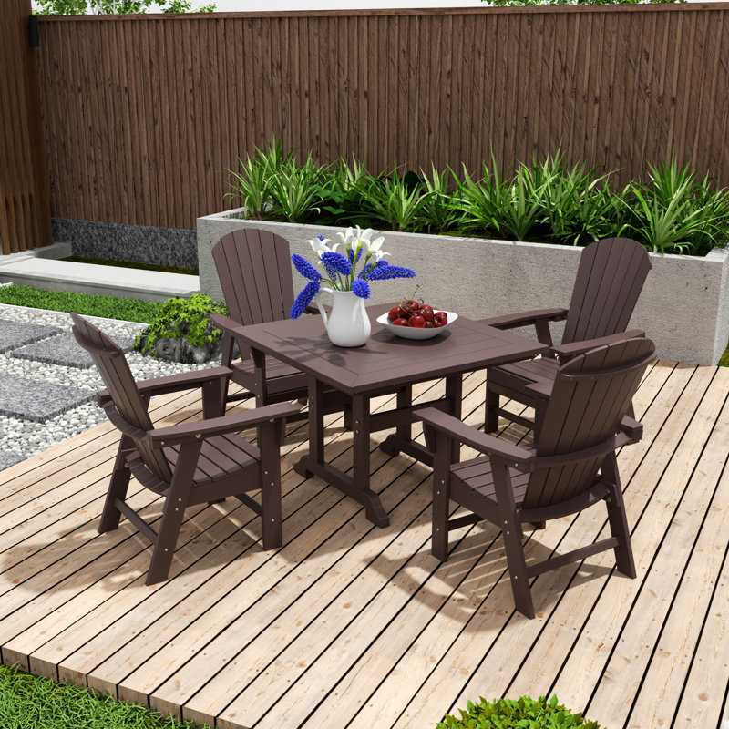 Altura 4 - Person Patio Dining Set with Square Table, Dark Brown
