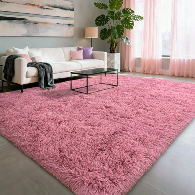 Super Soft BeanPastePink Rug 6x9 ft, Oversized Living Room Rug, Thick Pile Rug, Fluffy Tufted Room Rug For Room Bedroom Large Cozy Fuzzy Rug Room Home Decor Aesthetic Soft Non Slip Rug Decor Aesthetic, Christmas Decor, Halloween Decor