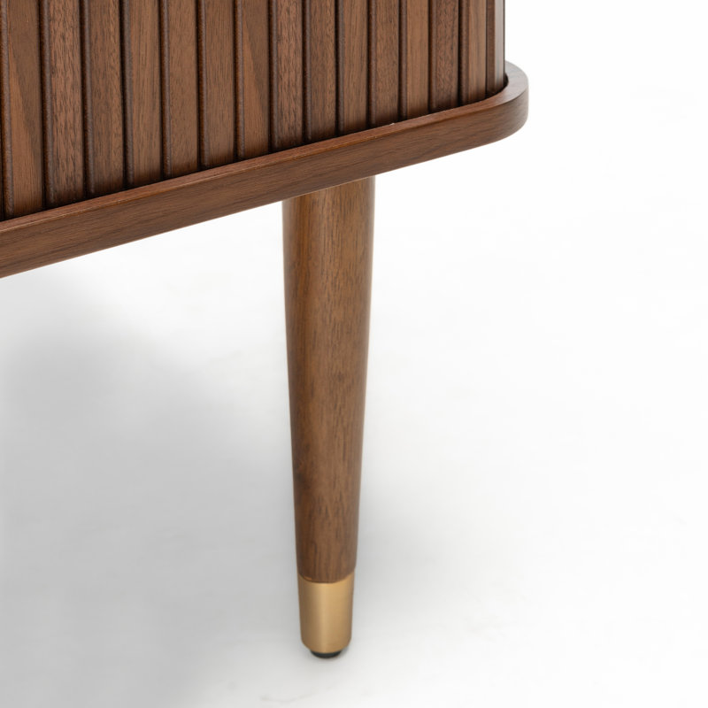 Corrigan Studio Mandea 39" Walnut Coffee Table with Storage Mid Century Danish Design and Brass-Style Hardware