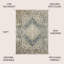 Pavel Distressed Medallion Low-Pile Machine-Washable Blue/Cream Rug-167430536
