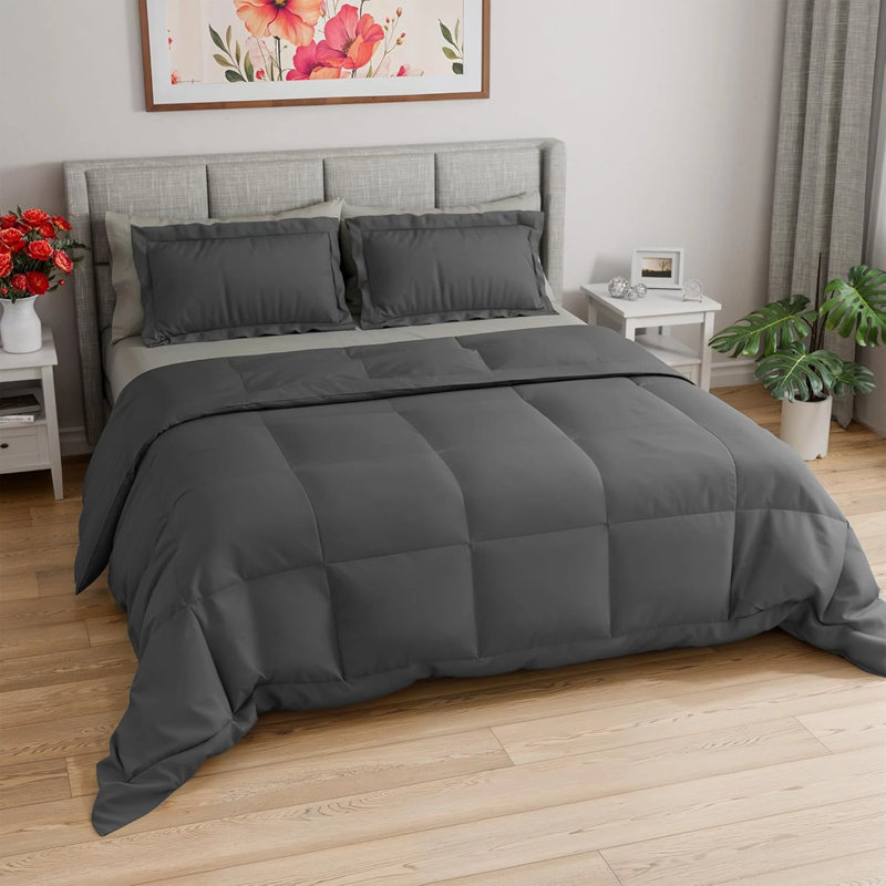 Merveilleux ensemble d'édredon léger pour toutes les saisons, Édredon pour très grand lit + 2 taies décorativ, Blanc