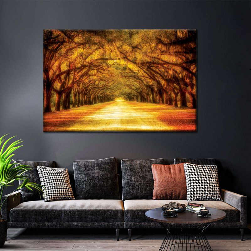 Route de chêne sur toile, H 30 po x l 20 po x P 1,25 po
