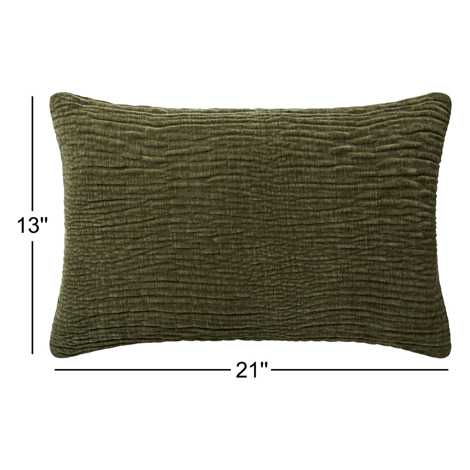 Edan Throw Pillow, 13" x 21", Olive, Polyester/Polyfill