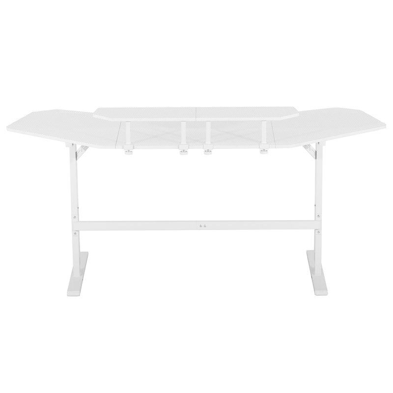 Game table with bookshelf and accessory shelf, White