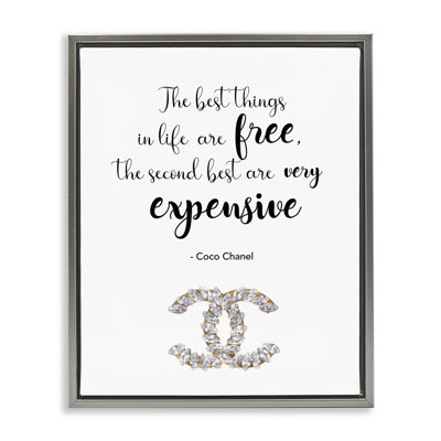 «Best Things In Life», phrase grise encadrée sur toile flottante par Ziwei Li