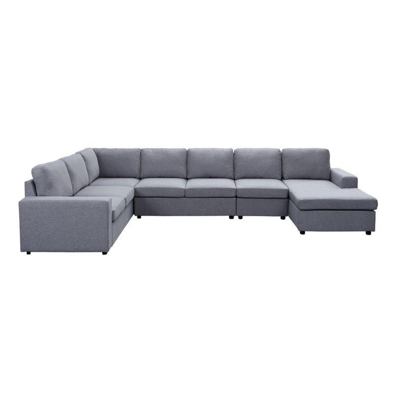 Canapé modulaire réversible en lin gris clair à 7 places 147 po Tifton, Lin gris pâle